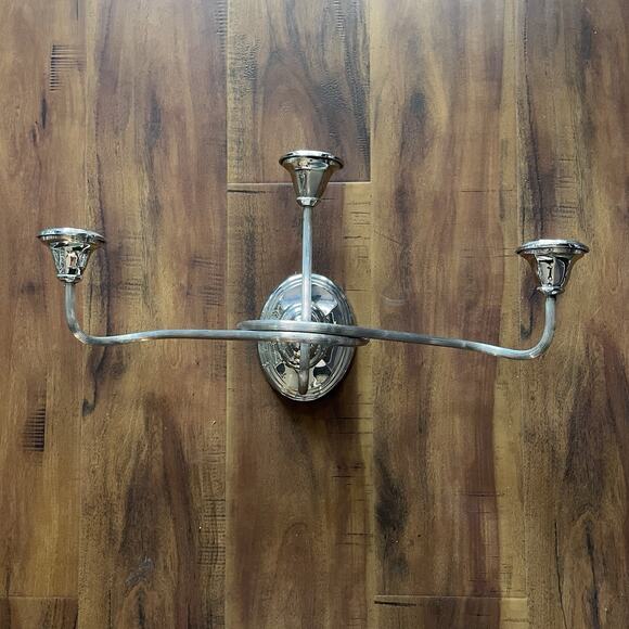 Vintage Bombay Co Candlestick Silver Tone Double Arm Candle Wall Sconce Regency - Picture 1 of 6